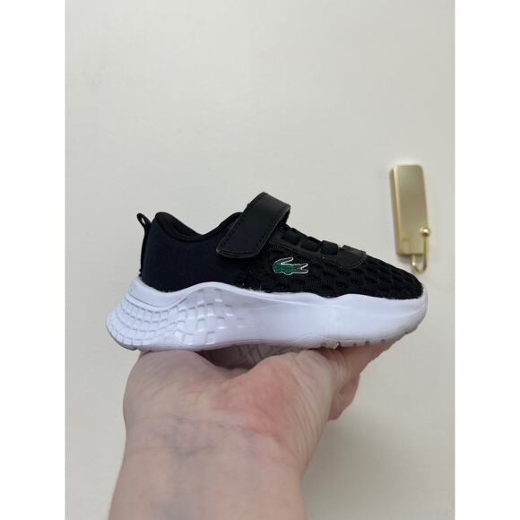Lacoste Court-Drive Mesh Stretch-Knit Infant Trainers, size 4.5 - Picture 2 of 6